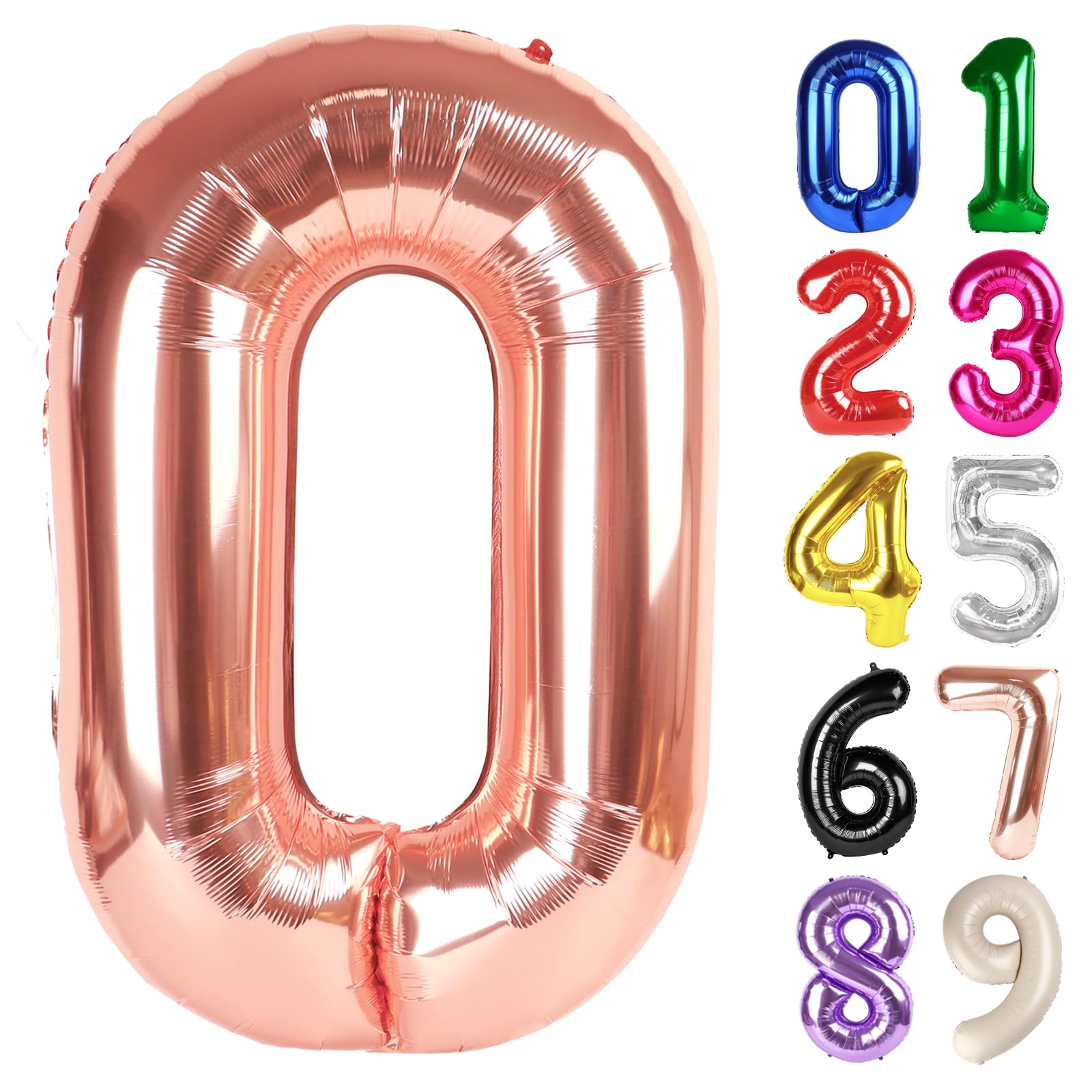 Photo 1 of 0 Balloon - Rose Gold Birthday Number Balloons, 40 Inch Large Foil Balloons Rose Gold Themed Birthday Decorations
