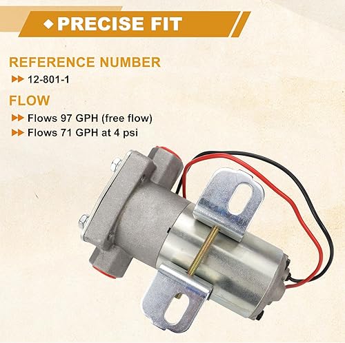 Miniatura 2 de USTAR Bomba de combustible eléctrica 97 GPH 7 PSI Sustituye 12-801-1 Uso Multifuncional Fácil de Instalar Confiable (97 GPH)