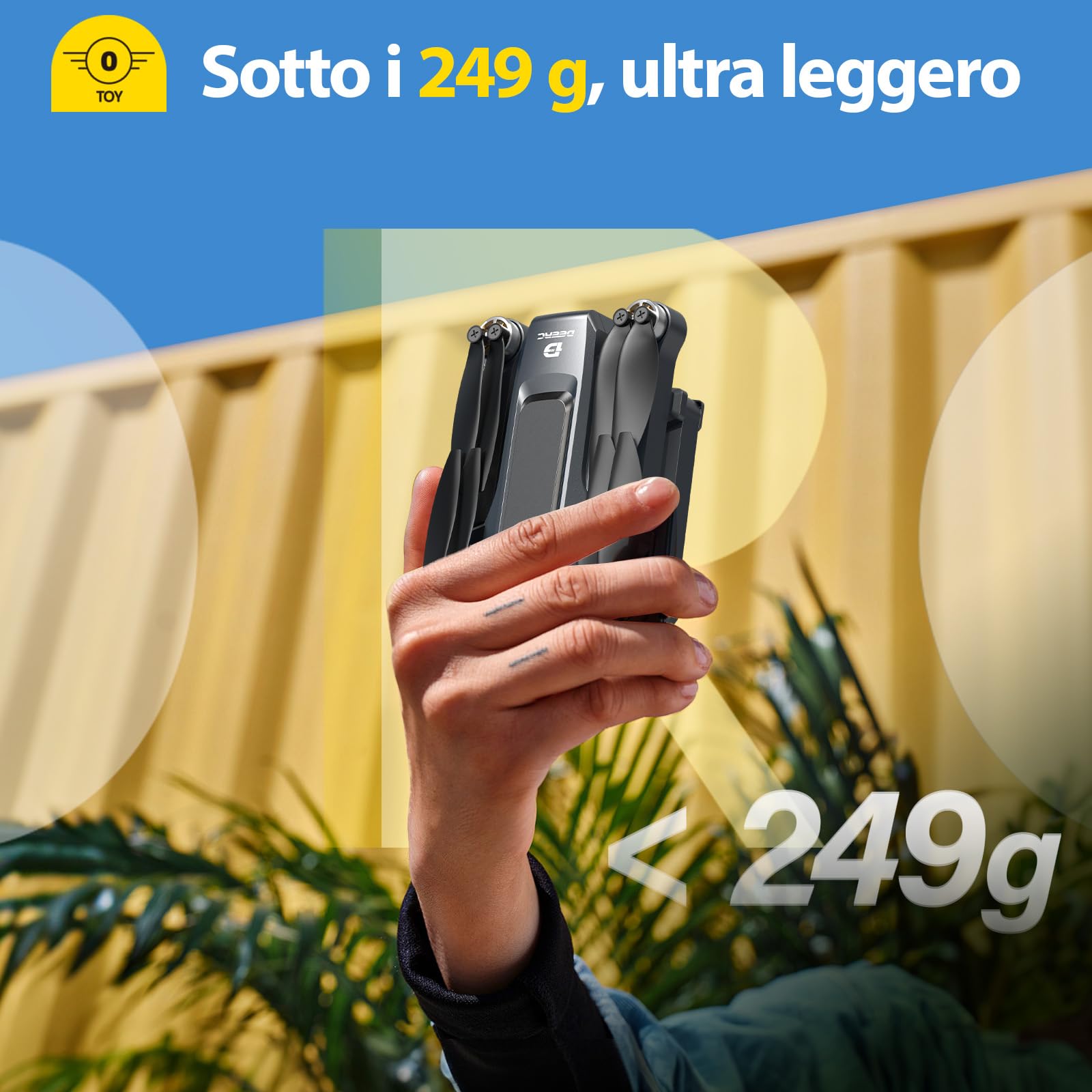 DEERC D25 Drone 4K HD con Trasmissione 5G, RC Pieghevole con Motore Brushless, Flusso Ottico, Tap Fly, Controllo Vocale, 2 Batterie 40 Min, Facile per Principianti, per Bambini e Adulti