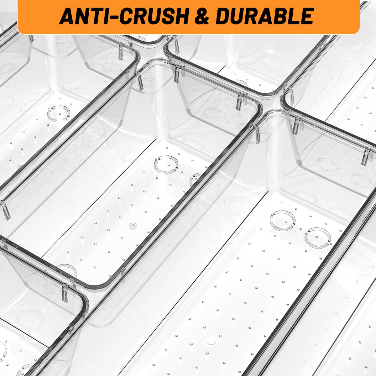 Set de 16 Organizador de Maquillaje Plástico, Transparente Organizador Cajones de 4 Tamaños, Separadores de Cajones para Maquillaje, Baño, Cocina, Escritorio