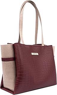 Carrylux Dual Tone Large Capacity Croco Pattern Tote Handbags Purses Shoulder Bag For Womens