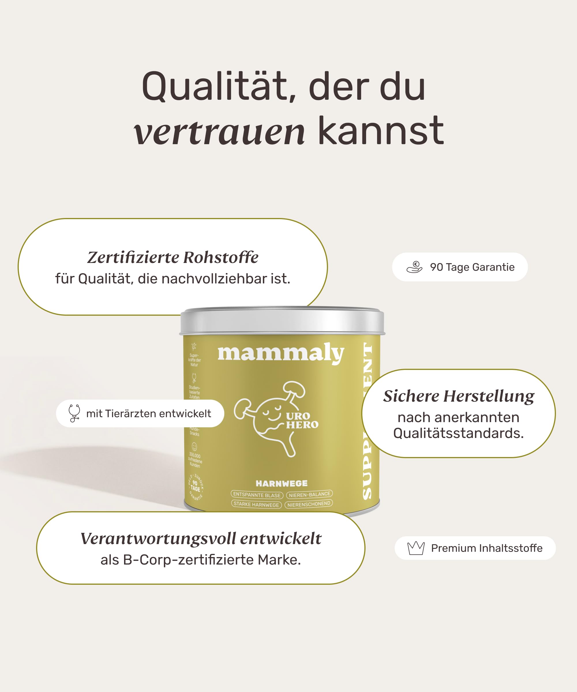 mammaly URO Hero® Harnwege-Komplex mit Algenöl & Naturmoor (bis 60 Tage) | mit 120 Snacks für Niere & Blase, Renal - mit Probiotika, Omega 3 - DLG zertifiziert - mit Tierärzten entwickelt