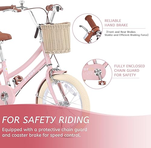 Miniatura 4 de Bicicleta para niñas de 16, 20 y 24 pulgadas, con canasta, bicicletas para niñas de 4 a 12 años, bicicletas para niños de una sola velocidad, con