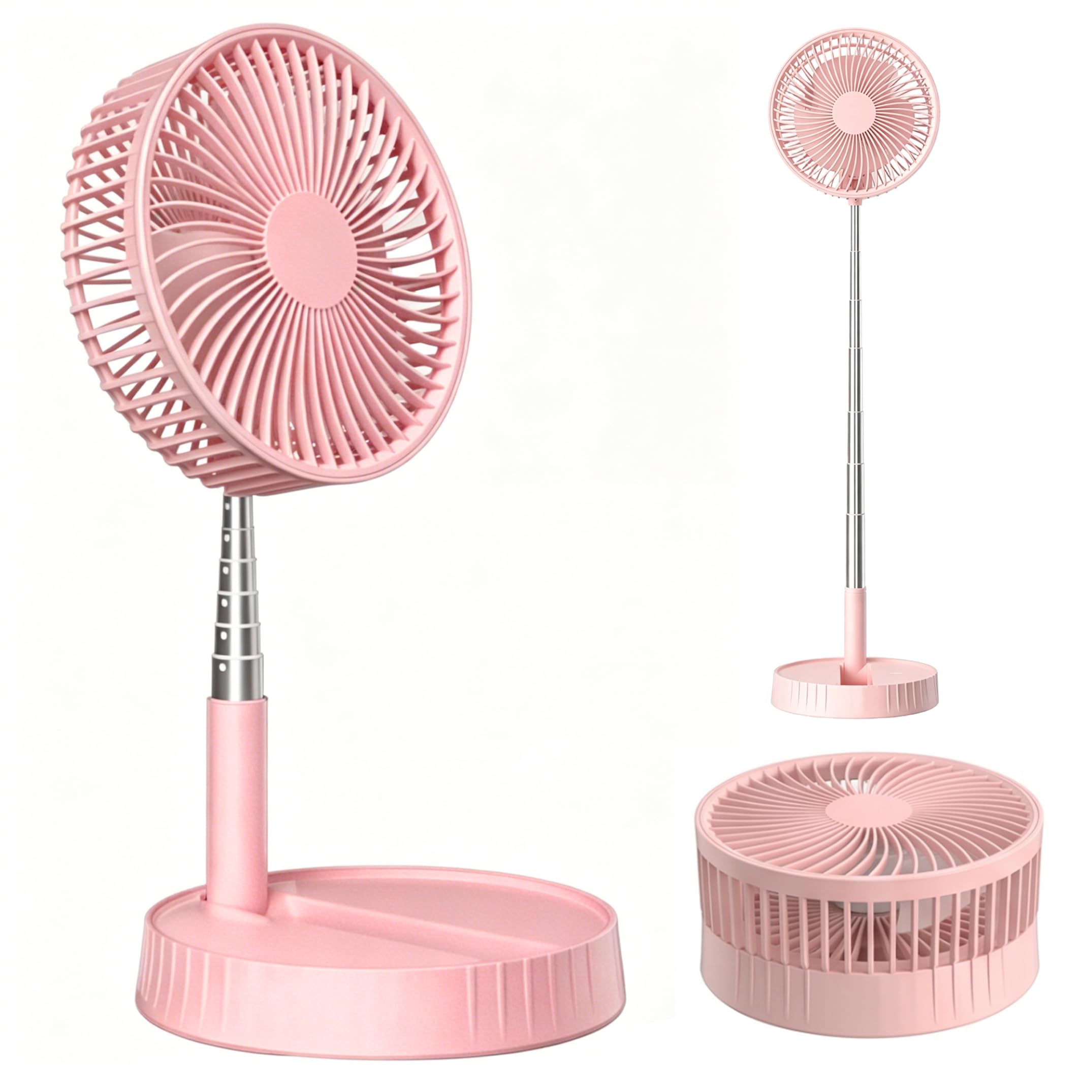 Xoeryoy Foldable Fan, Cordless Telescopic Rechargeable Desk Fan With 4 Speeds & 360° Airflow, 7200mah Battery, Style 2