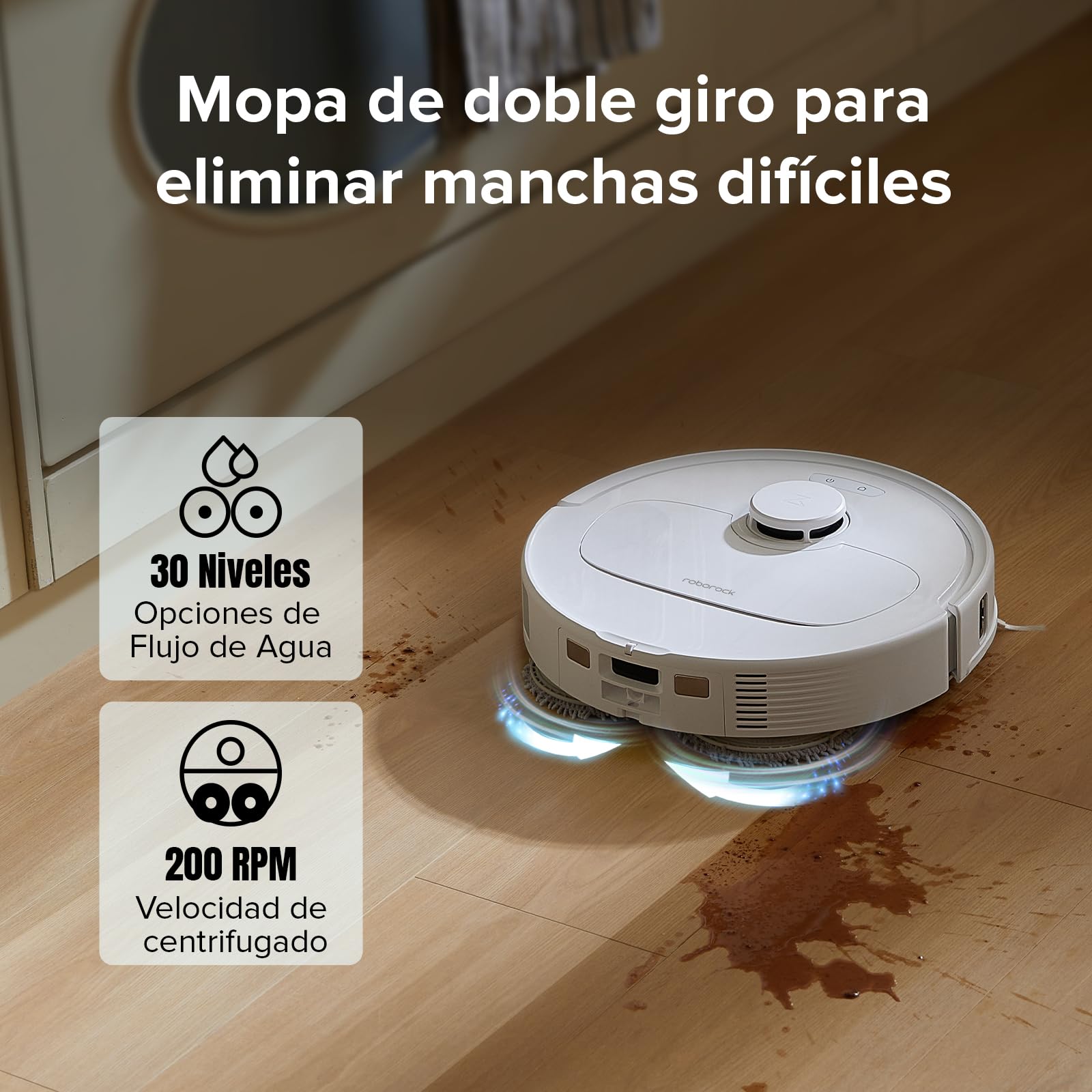 roborock Qrevo S Set Aspiradora Robot, HyperForce® 7000Pa, Autovaciado de Polvo, Base multifunción, Control Inteligente, PreciSense® LiDAR, además 2 Paños de Limpieza, Blanco