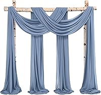 Vista 249 de Tela para envolver arco de boda, 4 paneles de 28 x 20 pies, cortinas de arco de boda rosa para ceremonia, cortinas de tela de gasa para cenador
