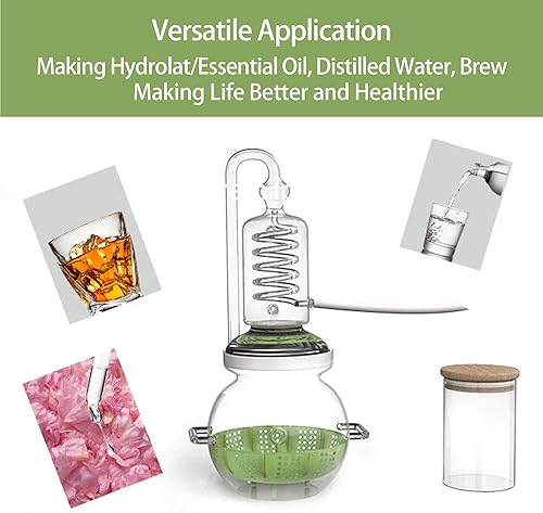 Miniatura 6 de YUEWO Equipo de destilación de aceite esencial de cristal de 1 galón4 litros, máquina extractora de hidrosol, destiladores de agua, kit de