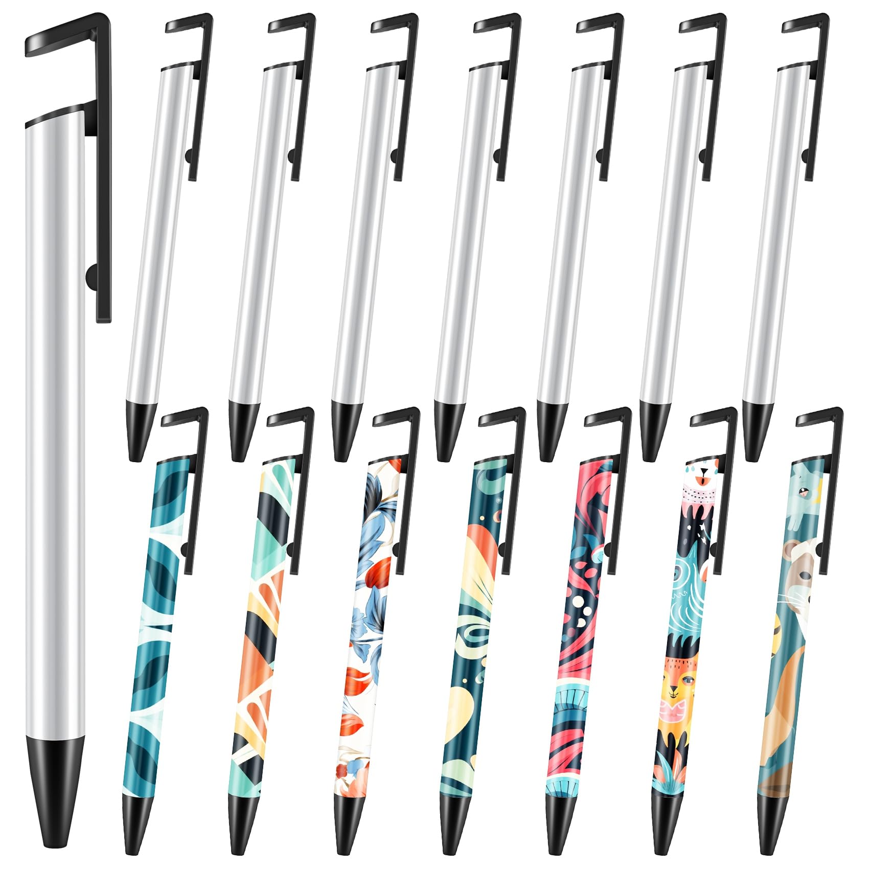 NIZEAMI Pack of 15 Sublimation Blanks Sublimation Ballpoint Pen with Shrink Film DIY Retractable Ballpoint Pen for Christmas Office