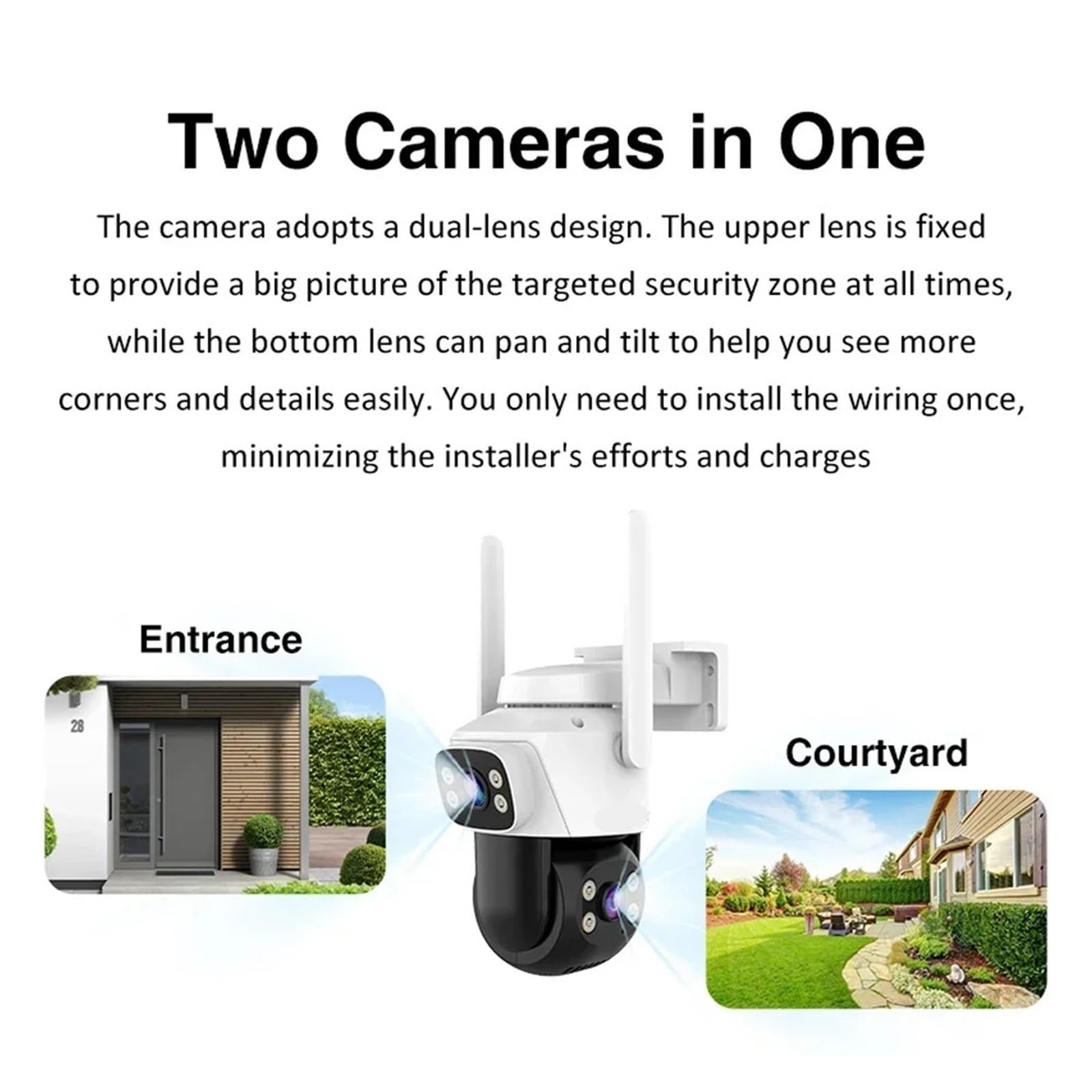Telecamera WiFi PTZ for esterni da 5 MP con doppio obiettivo