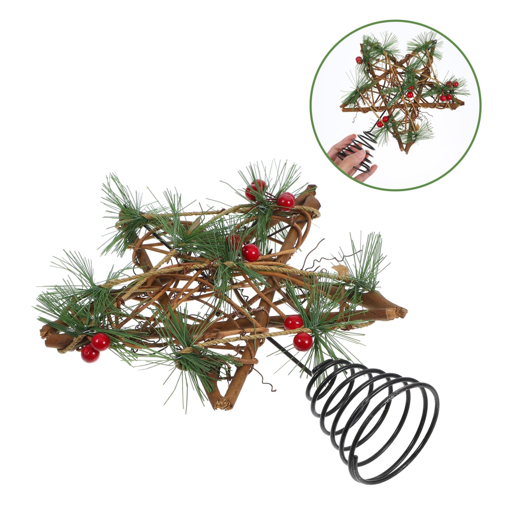PRETYZOOM 3St weihnachtsbaumspitze Stern Weihnachtsbaum Spitze Stern Christbaumspitze Baumspitze aus Weidengeflecht weihnachtsbaumspitze Glitzern Topper Baumspitze Ornament Eisen