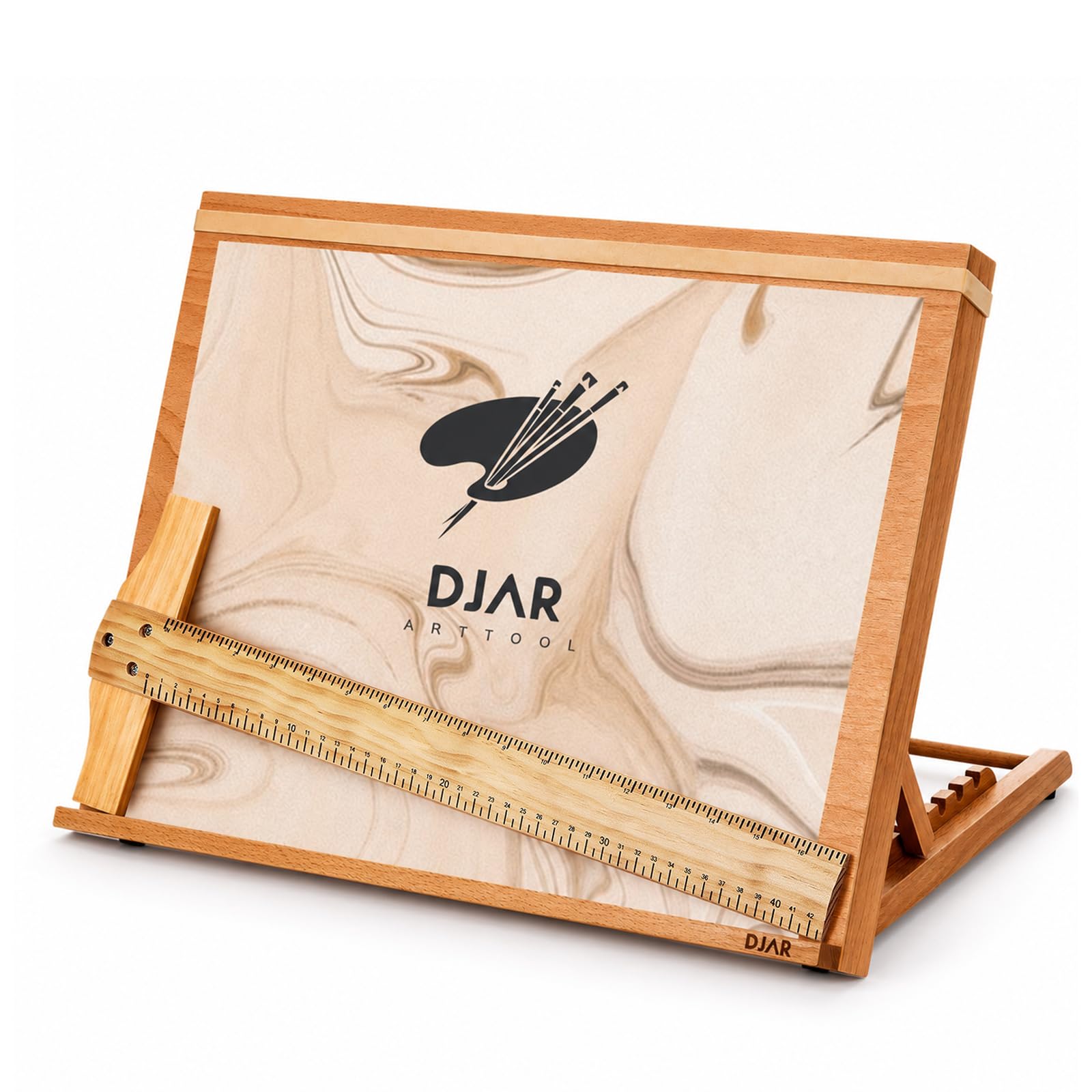 DJAR Mesa de Dibujo de Madera, Caballete de Mesa y Tablero de Bocetos 47 x 36 cm, Soporte de Dibujo con Ángulo Ajustable en 5 Posiciones