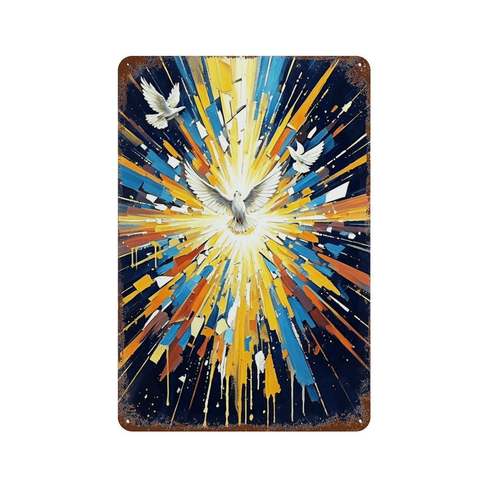 MGHTGRWE Christ And Dove of Peace (4) Poster Wall Art Iron Vintage Metal Tin Sign Modern Home Cofffee Club Art Bar Shop Decor 30x20cm