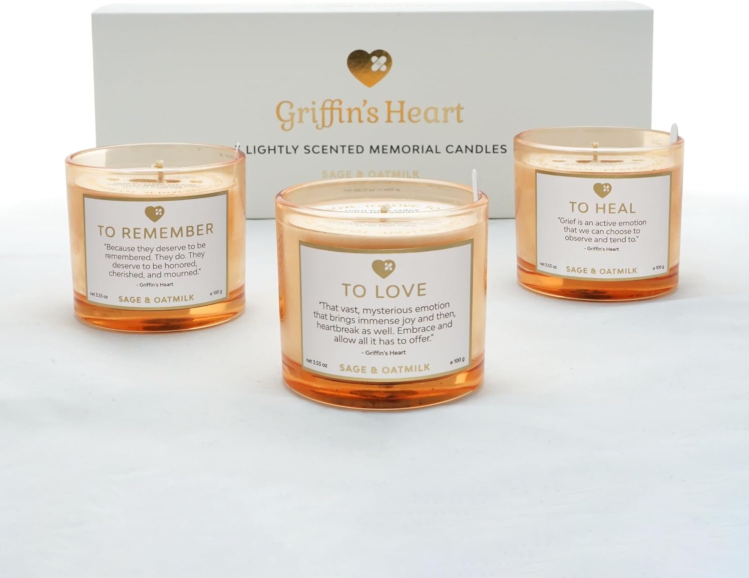 Griffin's Heart Pet Memorial Candle Set - Luxury Pet Loss Sympathy Gift for Remembrance, Bereavement, of a Beloved Dog, Cat, Horse, Bunny, or Bird
