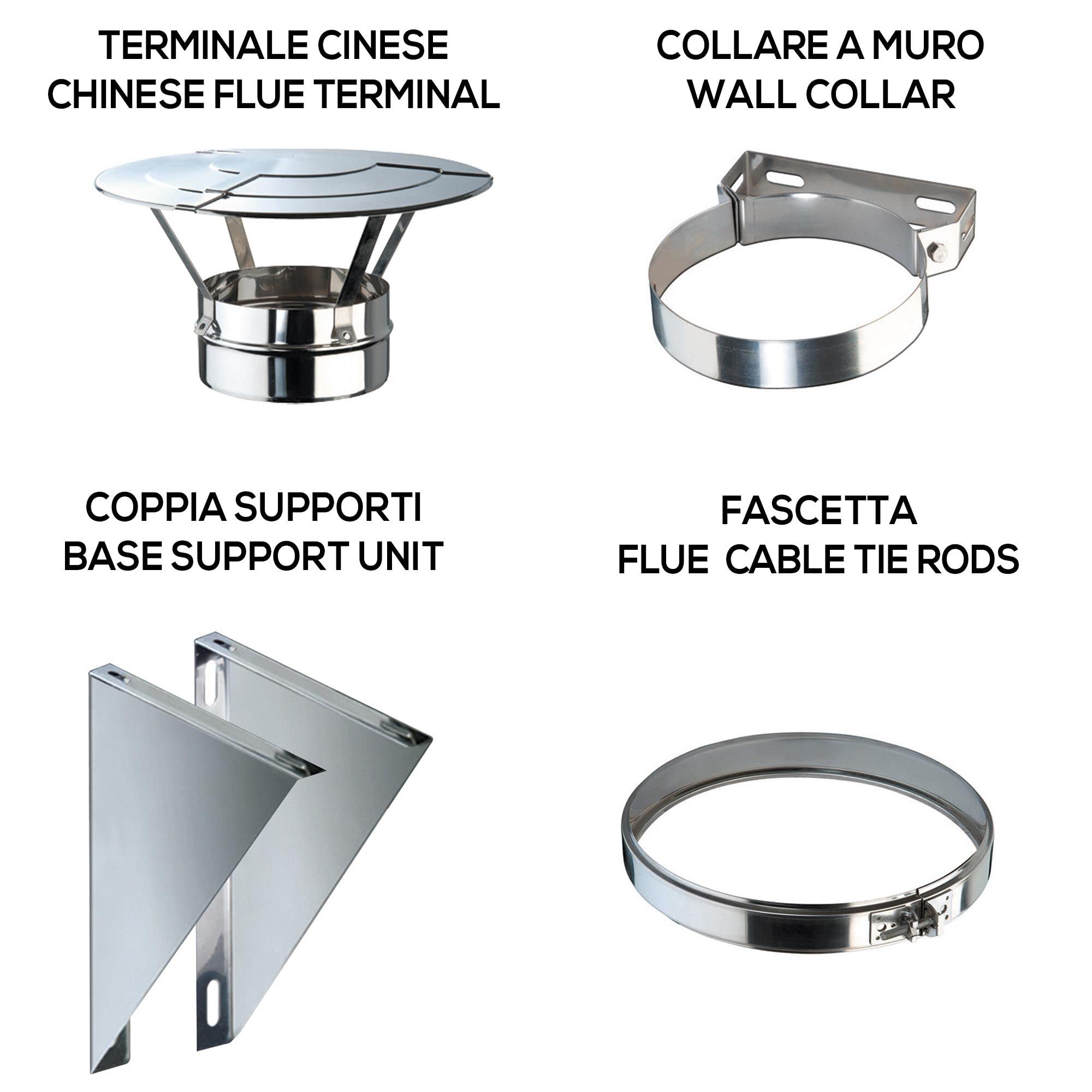 Kit Fumi Diametro 80 Mono Parete in Acciaio Inox, Altezza 6,29m, Kit scarico fumi per Stufa a Pellet e Legna, Caldaie, Camini | Brico Kit
