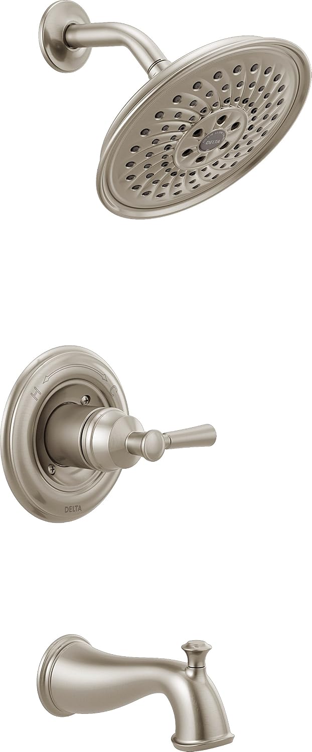 One-Day Sale: Up to 70% Off Delta Faucet Mylan Single-Function Tub and Shower Trim Kit with 3-Spray H2Okinetic Shower Head, SpotShield Brushed Nickel 144777-SP (Valve Included)