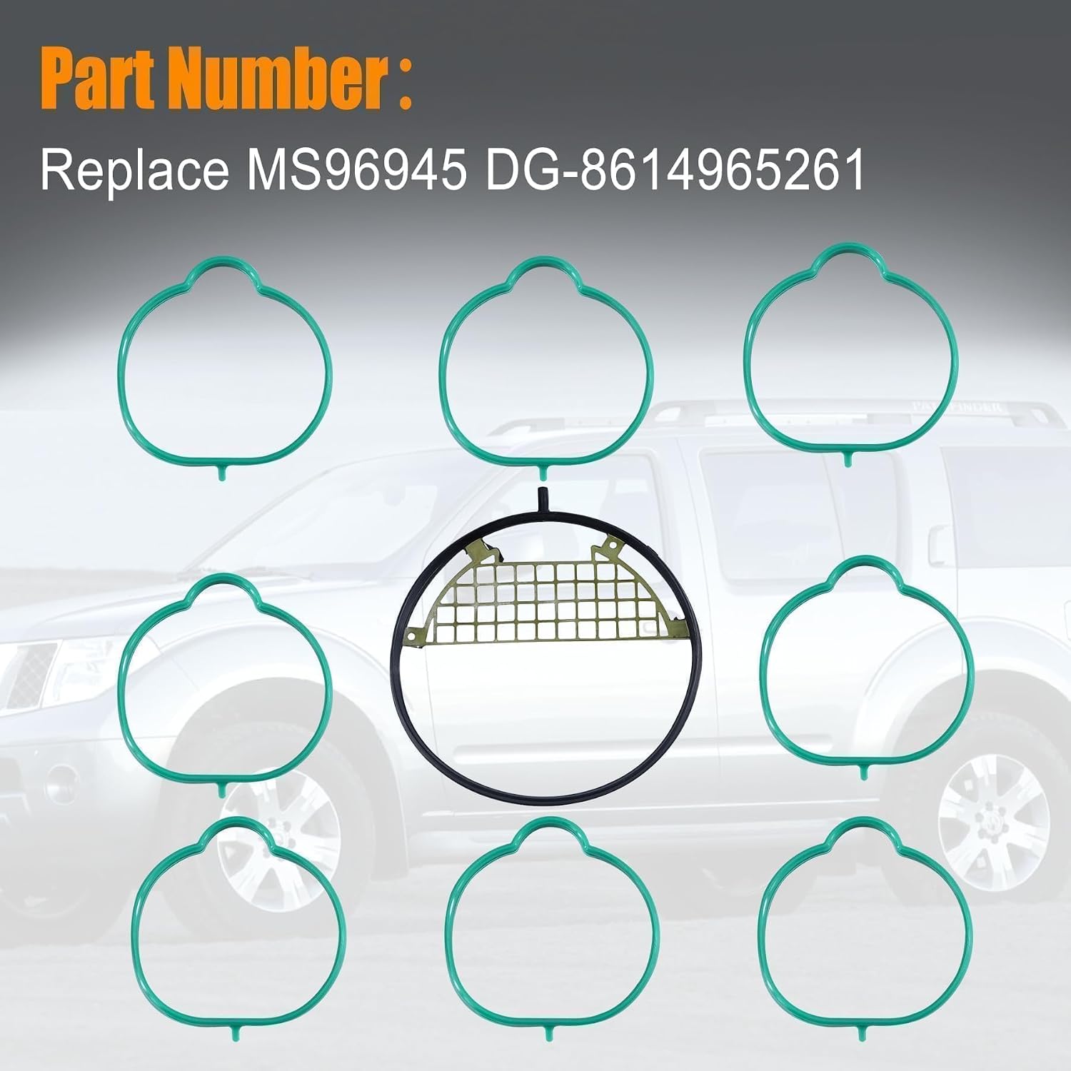Intake Manifold Gasket Set Fits for 2005-2017 Nissan Armada, 2012-2017 NV2500 NV3500, 2008-2012 Pathfinder, 2004-2015 Titan 5.6L, 2004-2010 Infiniti QX56 5.6L Replace# DG-8614965261 MS96945