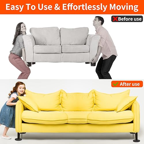 Miniatura 4 de Ezprotekt Deslizadores de muebles de fieltro de 3.5 pulgadas para suelos de madera dura y vinilo, 16 almohadillas cuadradas reutilizables de fieltro