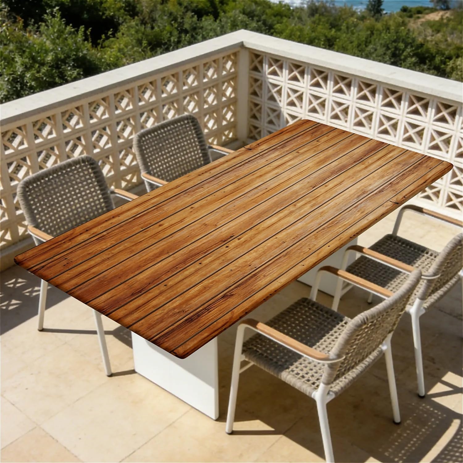 Rectangle Fitted Table Cover Waterproof Stain-Resistant Wipeable Polyester Tablecloths with Elastic Edge Design Fits 8 Foot Tables for Indoor, Picnic, Camping, Outdoor, 96" x 30"