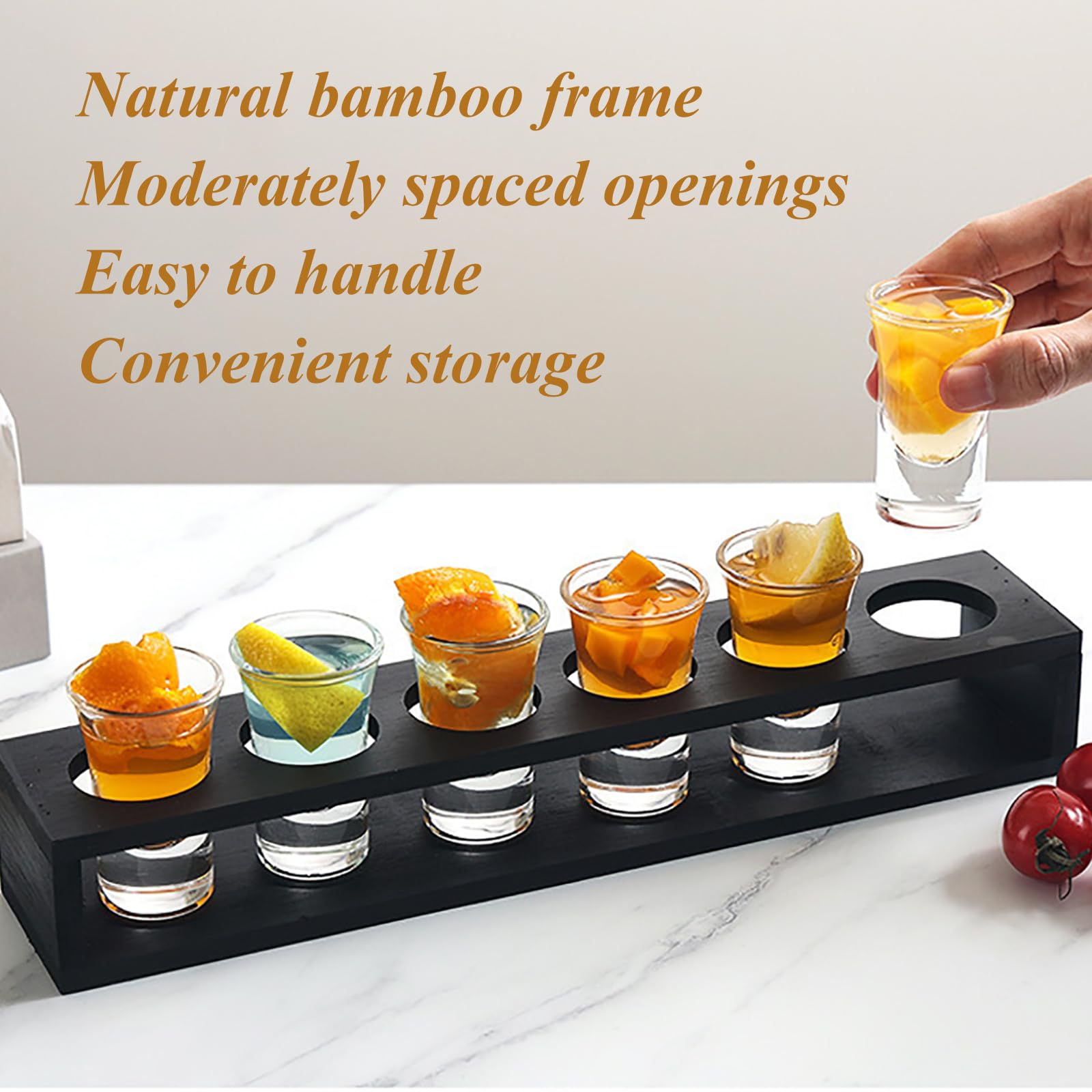 Ensemble de verres à shot avec plateau de service, verres à base épaisse pour la maison, le bar et les fêtes