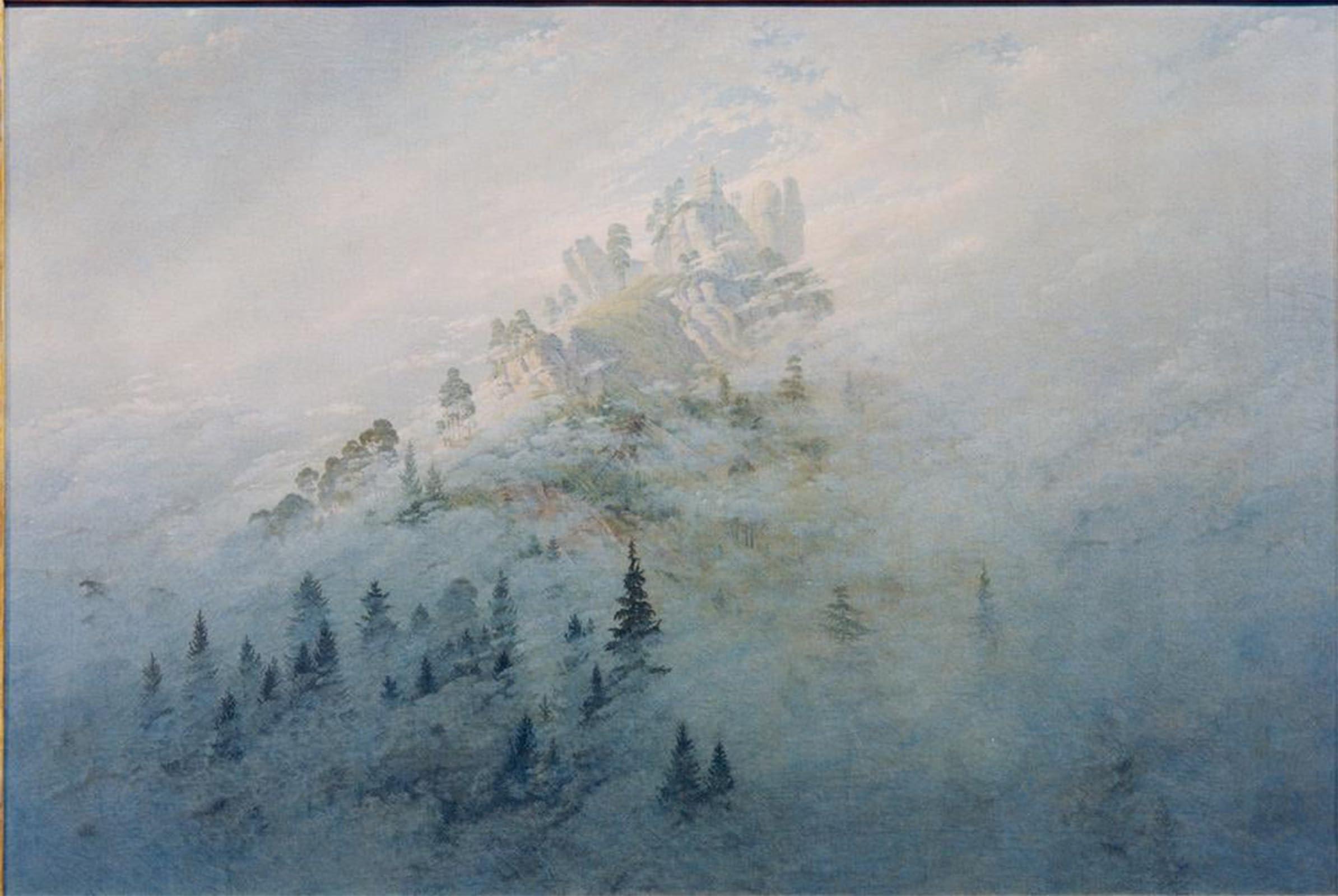RZHRHJES Vintage Picture Wall Picture Painting Print Poster Morning mist in the mountains by Caspar David Friedrich Abstract Wall Art Painting for Office Decor 60x90cm