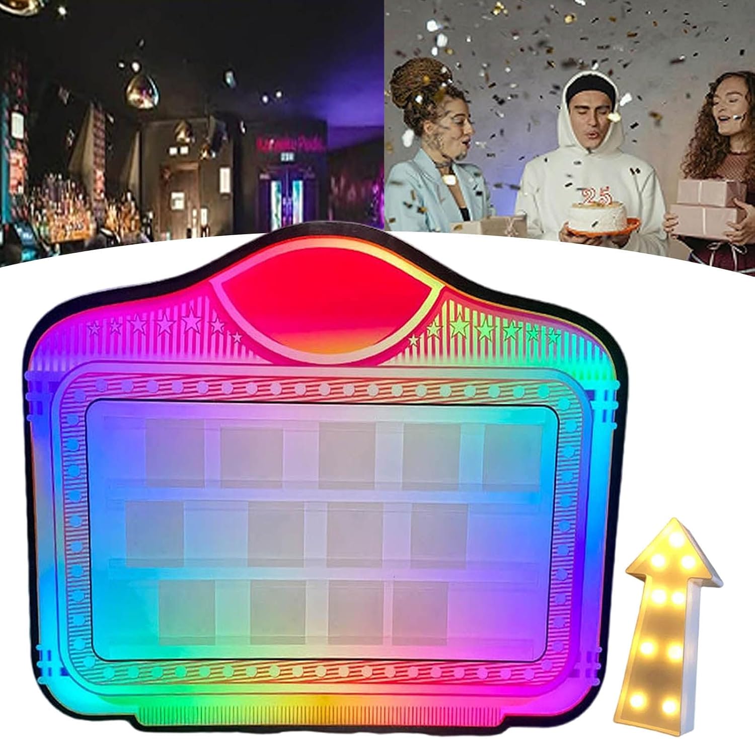 LED Letter Bottle Presenter, VIP Bottle Service Sign with Luminous Arrow,Changeable Colors,Customized Logo,Suitable for Club Party Bar,A