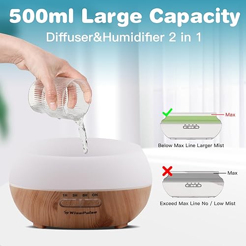 Miniatura 7 de Difusor de aceite esencial de 16.9 fl oz, difusor ultrasónico de aroma con control remoto para el hogar, difusores silenciosos para aceites