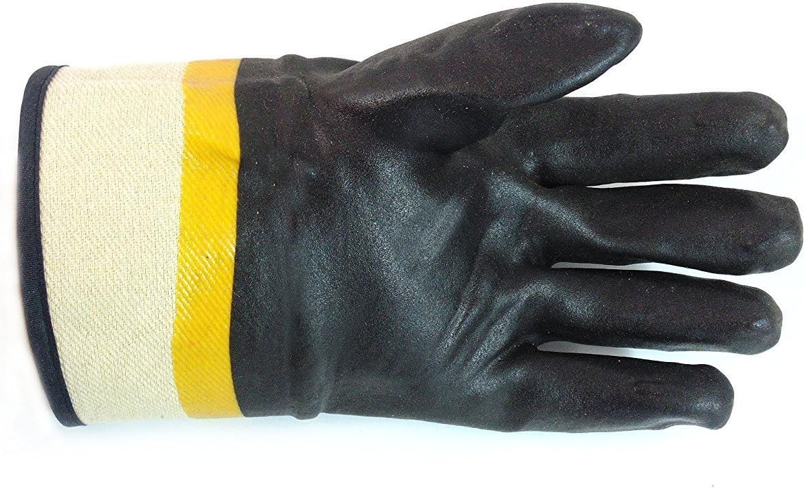 (Box Deal) Better Grip BG105BLK/YEL Heavy Duty Premium Sandy finished PVC Coated-Supported Glove with Safety Cuff, Chemical Resistant, Large, Black (72 Pairs- 1 Case)
