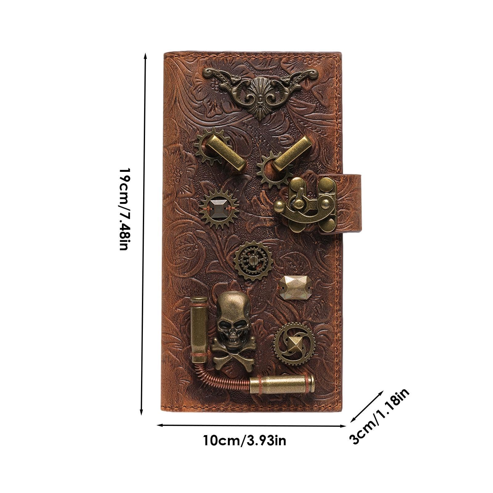 Monedero Steampunk Pequeño Portamonedas Vintage Elaborado En Cuero Vacuno