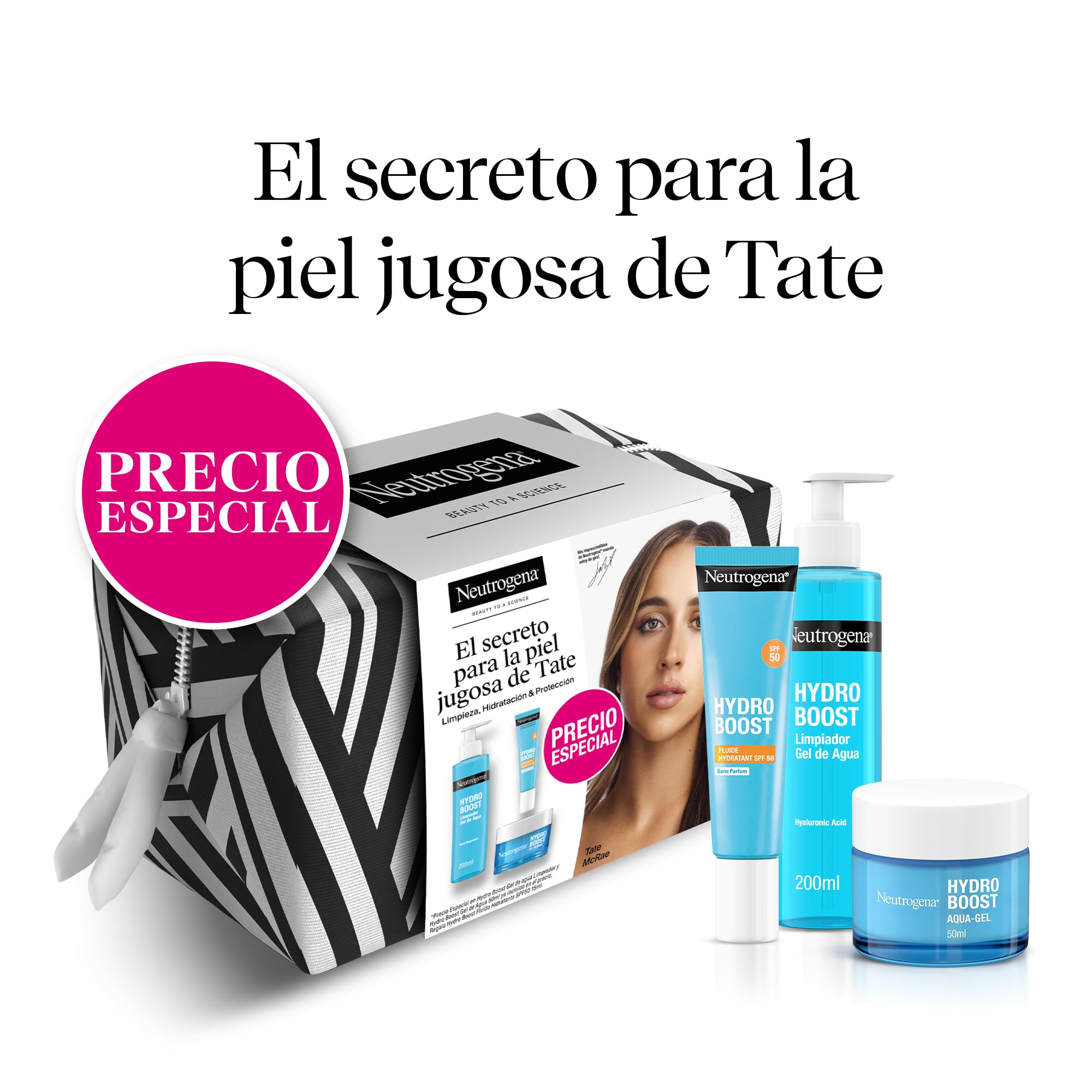 Neutrogena Hydro Boost Pack Cuidado Facial - Gel Limpiador Facial (200ml) + Crema Hidratante Gel de Agua (50ml) + REGALO Protector Solar Fluido SPF50 (15ml) – Rutina Ácido Hialurónico piel hidratada