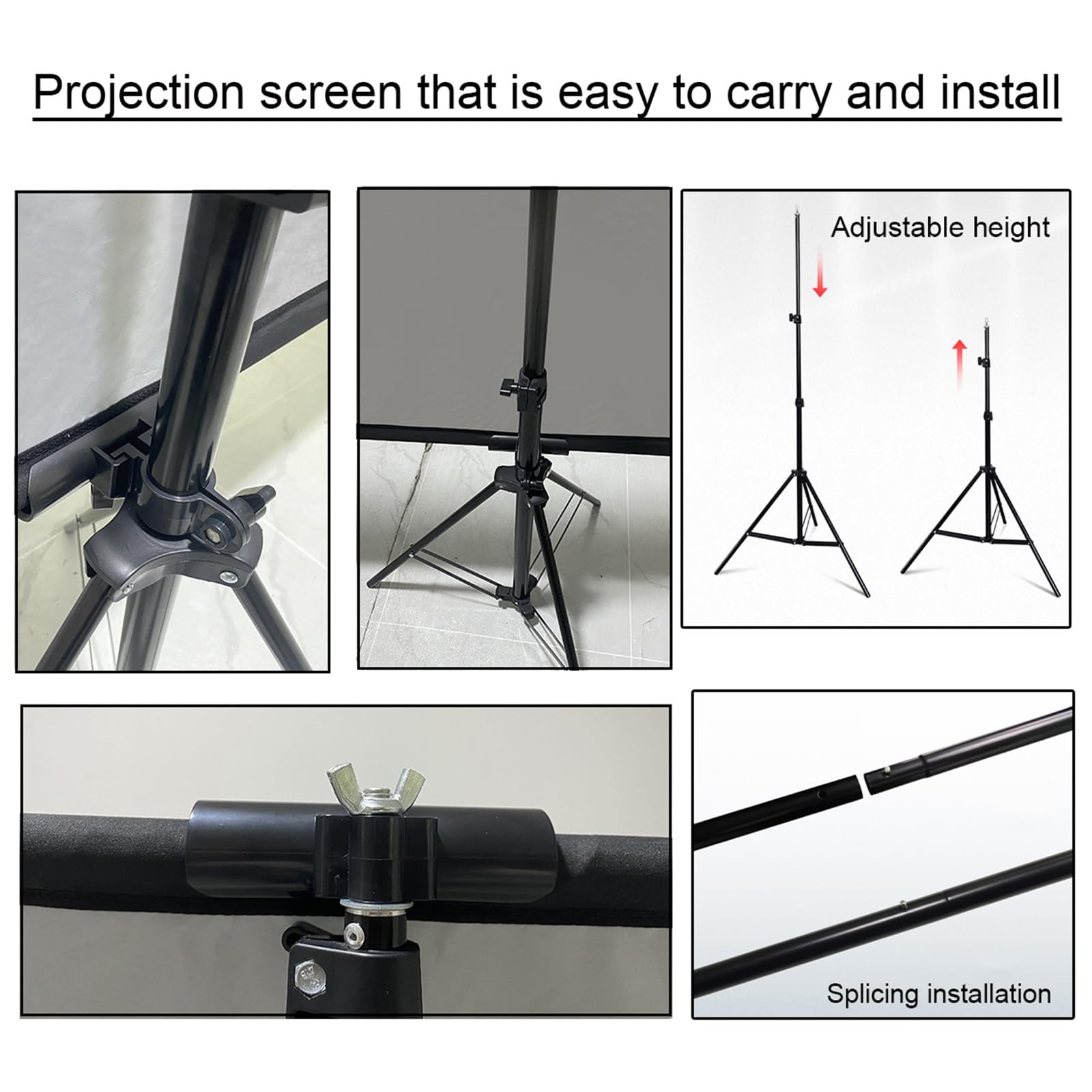 100/120 Pollici Telo Proiettore con Treppiede, 16:9 4K HD Schermo Proiettore Portatile per il Trasporto per Interni ed Esterni, Home Cinema, Giardino(100inch(16:9))