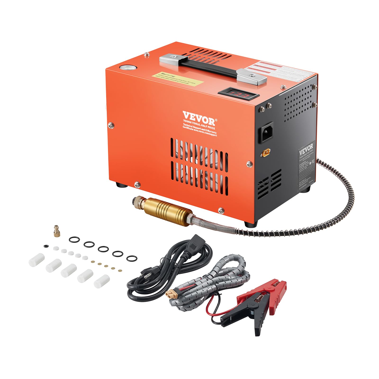 VEVOR PCP-Luftkompressor, 4500 PSI PCP-Luftgewehrkompressor mit eingebautem Konverter & Lüfterkühlsystem, DC12 V/AC230 V Kompressorpumpe mit manuellem Stopp für Luftgewehr, Paintball & Tauchflaschen