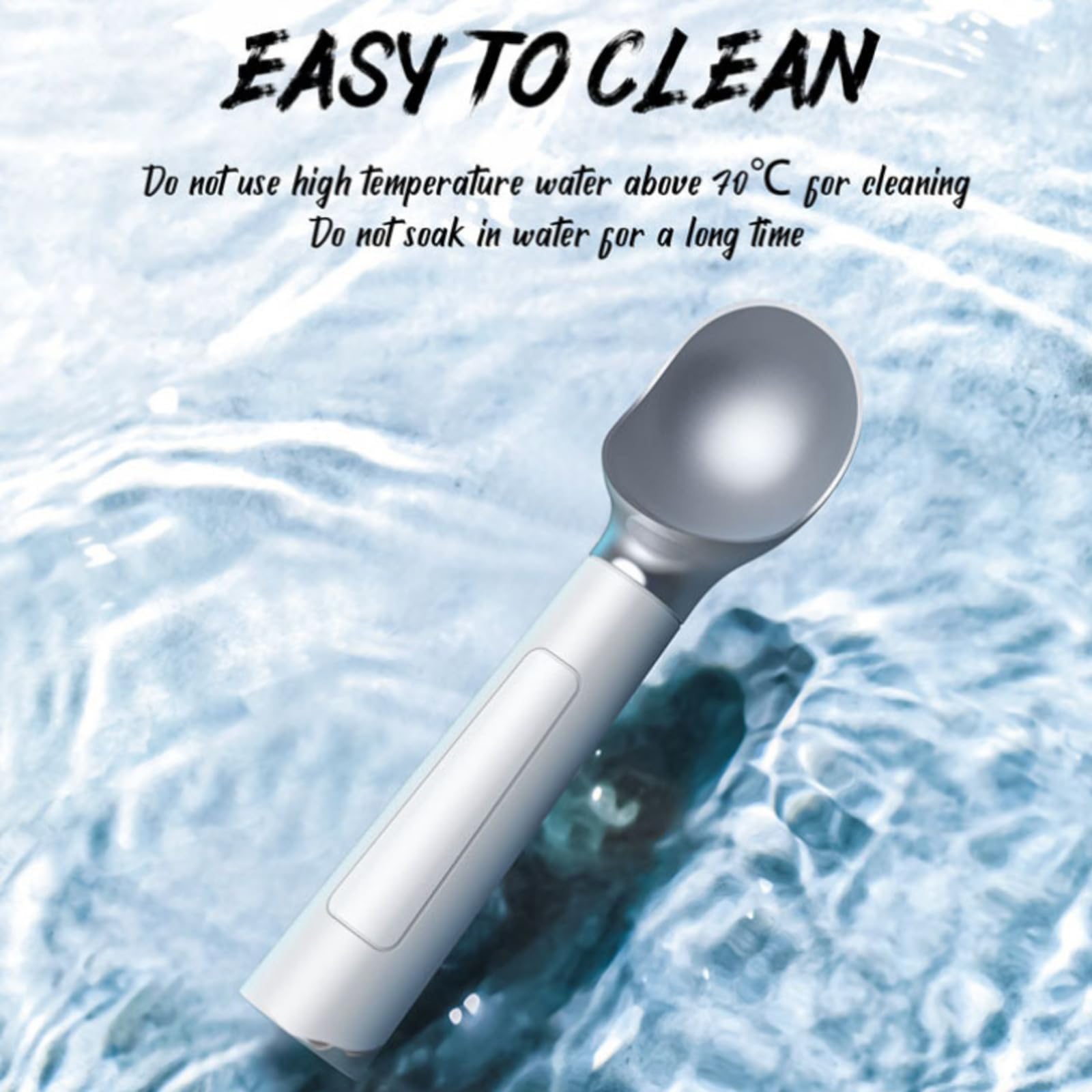 Cuchara eléctrica para helado, cuchara termostática inteligente con calefacción con pantalla LED, funcionamiento sin botones, capacidad de 2 onzas para recoger fácilmente helado duro