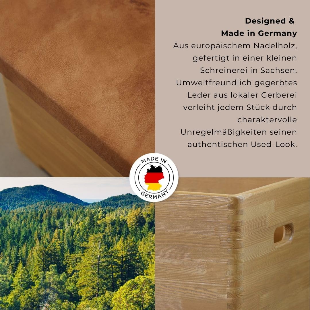 ARTZT Vintage Series Sprungkasten aus Nadelholz und Kernrindsleder | Turnkasten & Springbock für Sprungtraining | auch als Sitzmöbel | Made in Germany | 70 x 50 x 40 cm, 17,1 kg