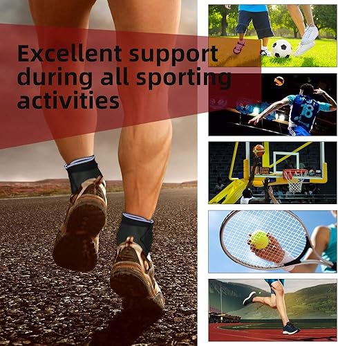Miniatura 6 de Paquete de 2 tobilleras, manga de compresión de tobillo con correa ajustable, soporte de tobillo para esguince de tobillo, tendón de Aquiles,