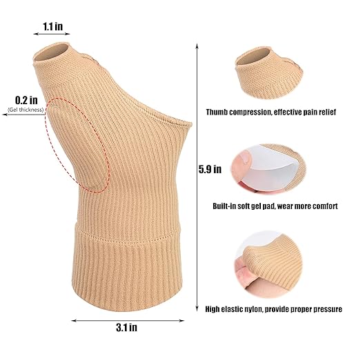 Miniatura 9 de Guantes de compresión de muñeca para el pulgar 1 par soporte de muñeca transpirable para el pulgar con almohadillas de gel suave para aliviar el