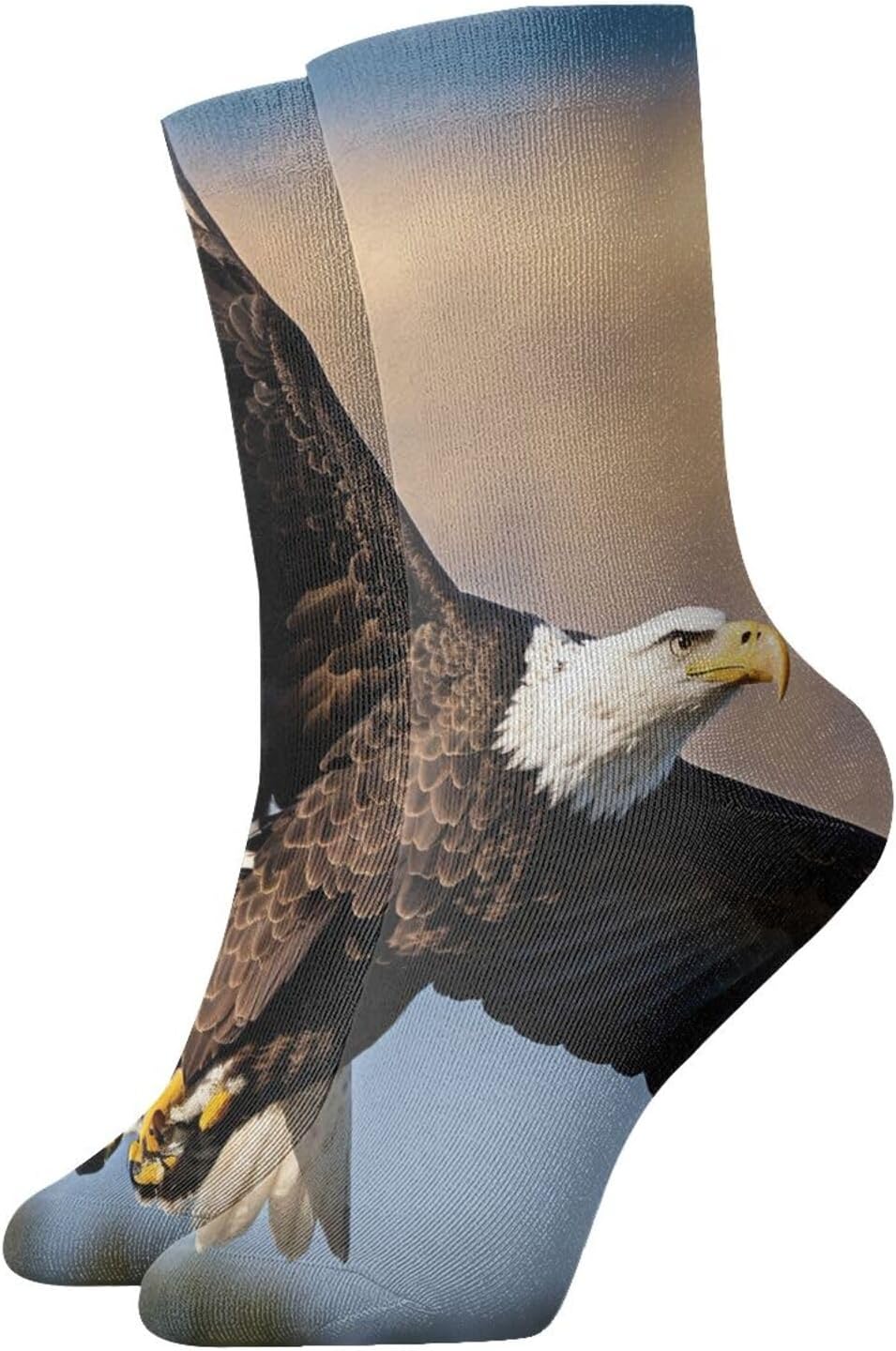Flying Eagle Print Fall Warm Crew Socks For Adults Couples Cushion Boot Socks For Running Hiking Athletic