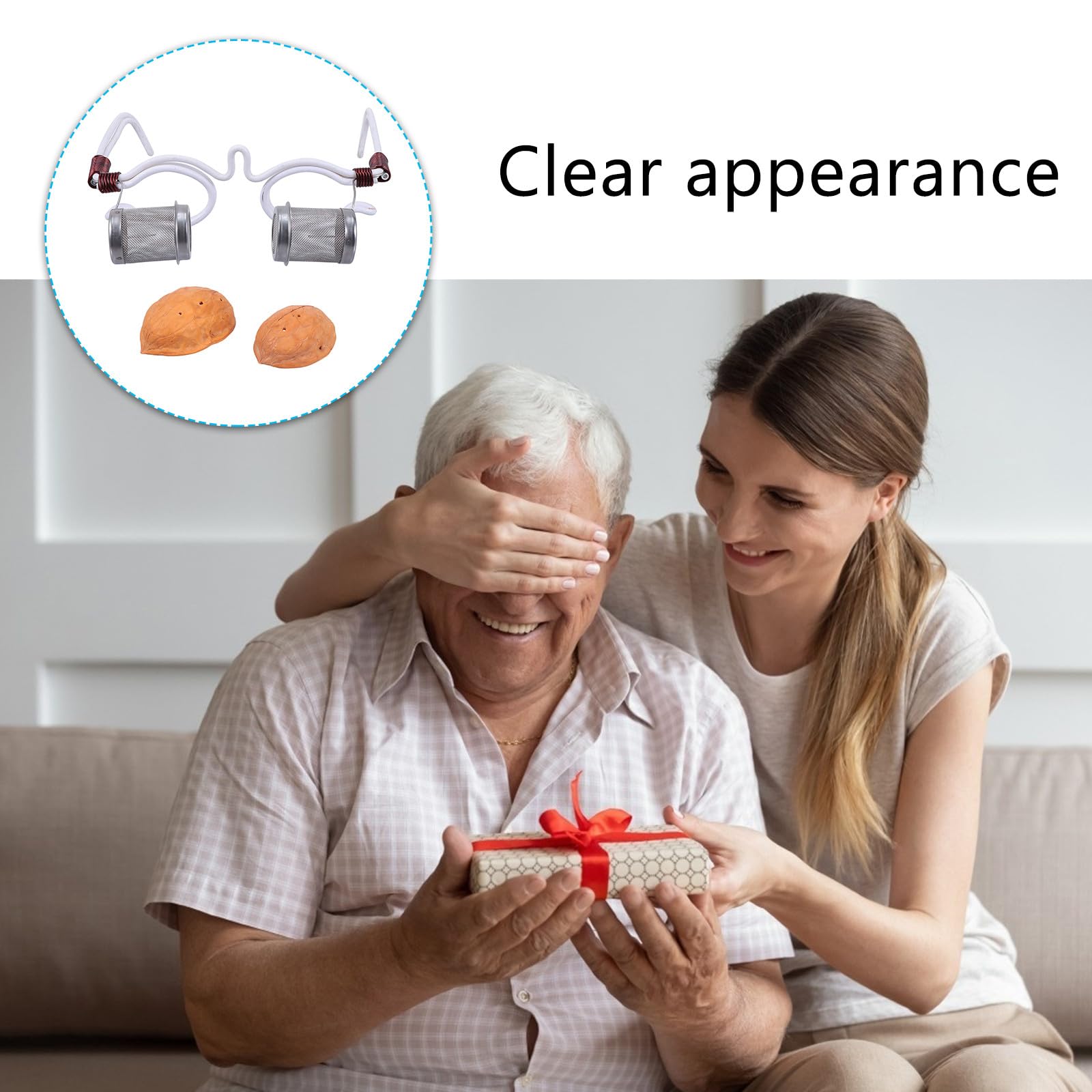 Hohopeti Masajeador de Moxa para Ojos Portátil de Hierro Artístico Blanco | Monturas para Gafas con Cubierta Natural, Diseño Ergonómico y Ligero, 1 Pieza para Obsequio