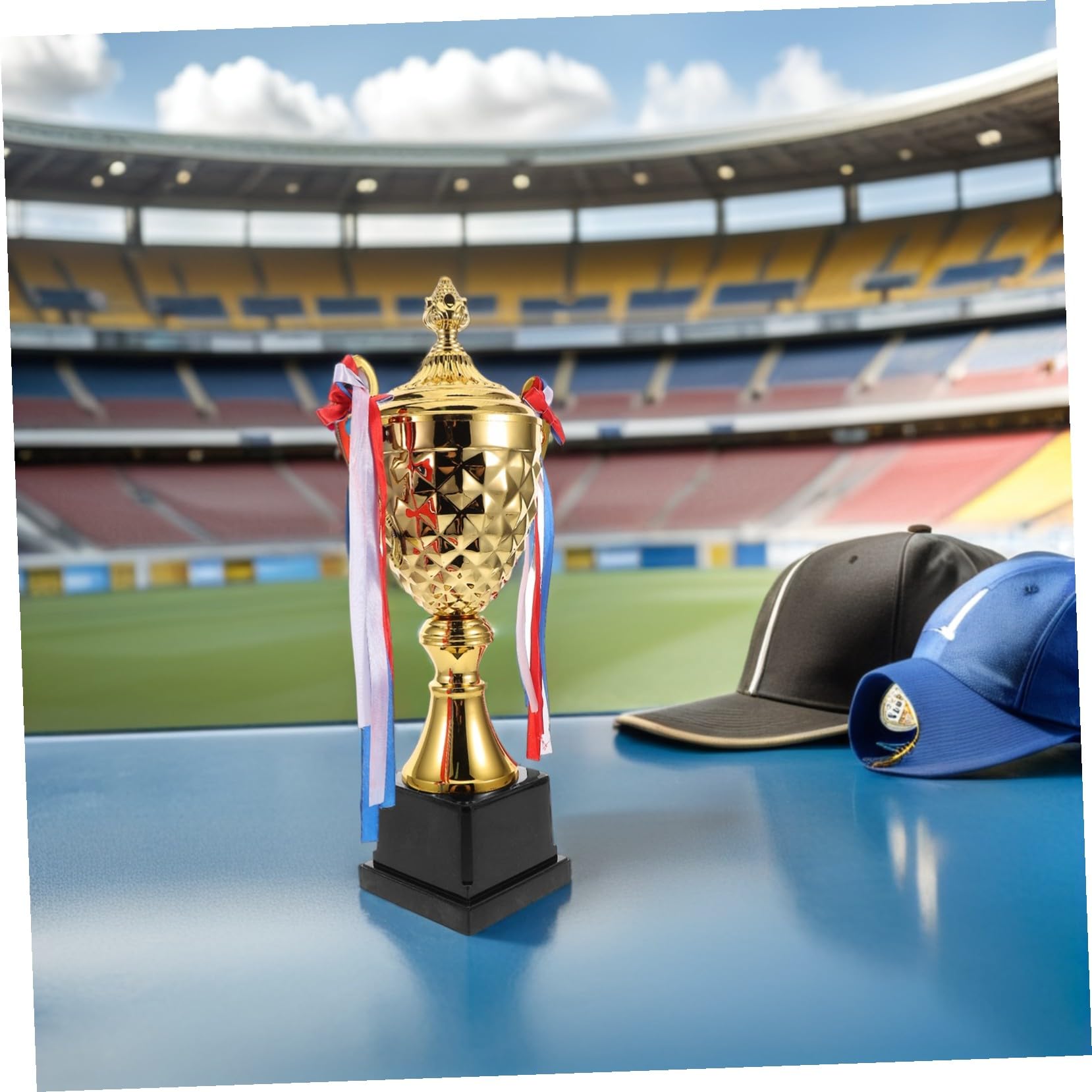 Abaodam Metal Trophy Cup Sports Award für Fußball Basketball Wettbewerbe Goldener Siegerpokal mit Individueller Gravur Teilnahme Gewinnertrophäe für Meisterschaftszeremonien und
