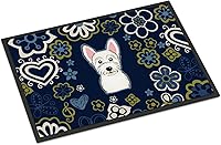 Vista 139 de Caroline's Treasures BB1449JMAT - Tapete de bienvenida de carlino negro, 24 x 36 pulgadas, tapete azul para puerta delantera, para interiores