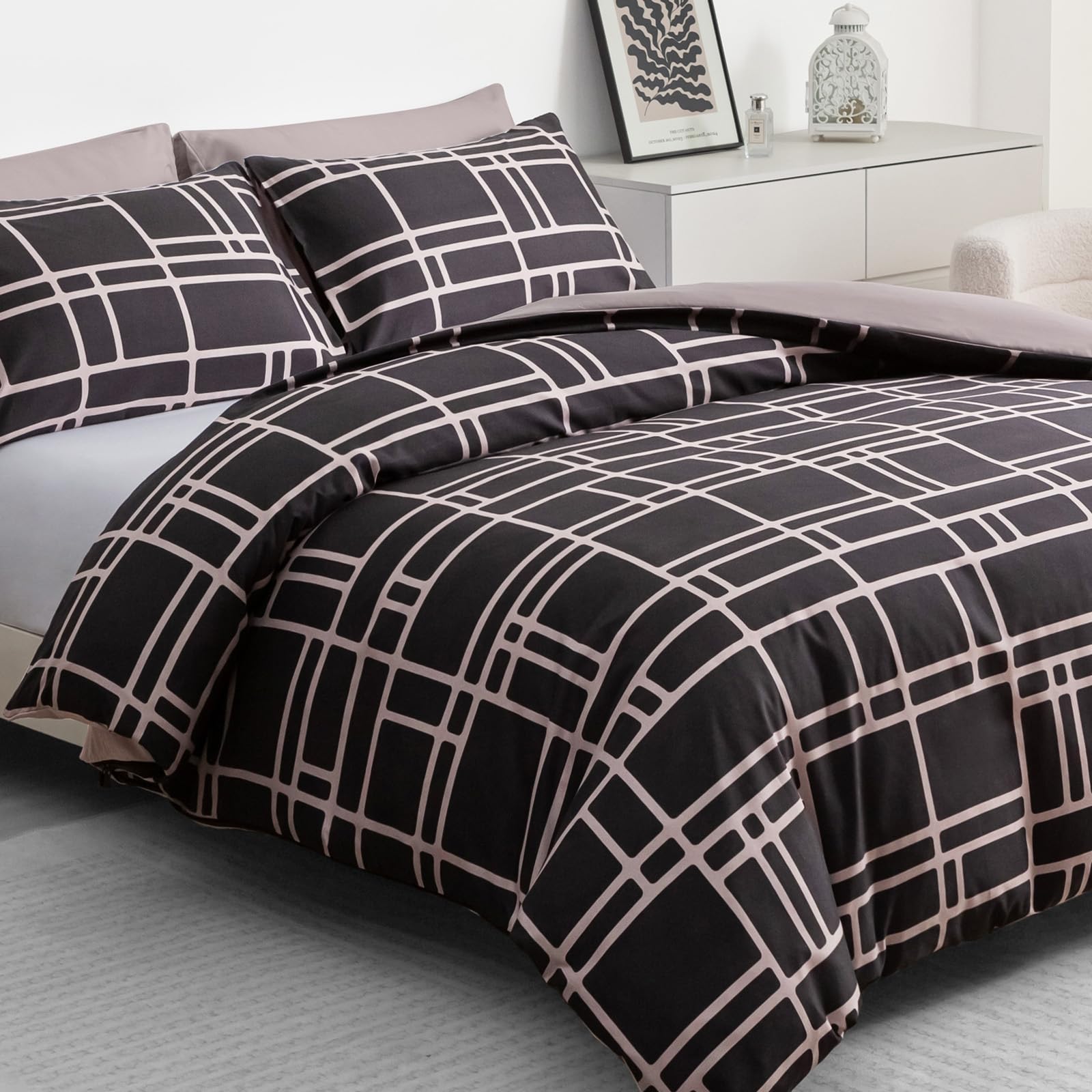 Pamposh Bettwäsche 135x200 – 2teilig Mikrofaser Bettwäsche Set mit 1 Bettbezug 135x200 cm und 1 Kissenbezügen 50x80 cm, Weich, Atmungsaktiv, Bügelfrei, Mit Reißverschluss