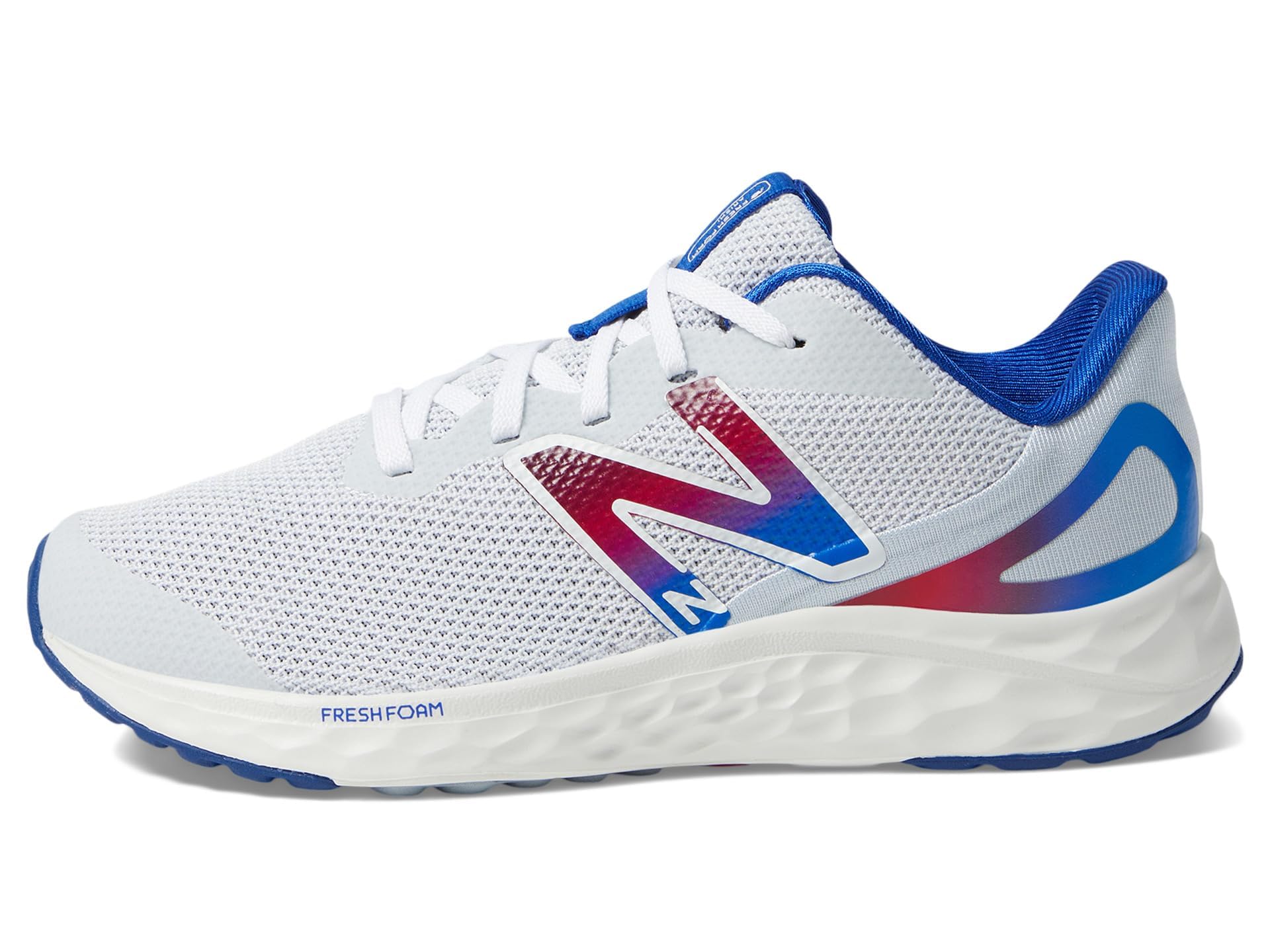 New Balance Tenis Arishi Fresh Foam v4 para niños, Cuarzo Gris/Team Royal/Team Red, 4 Wide Big Kid