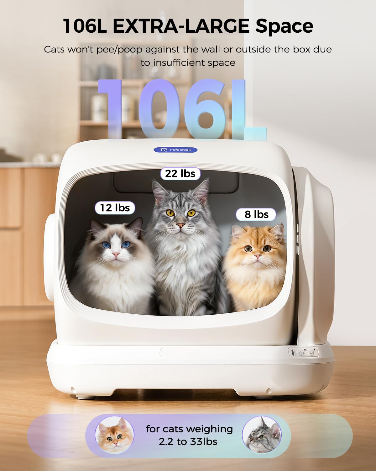 Self Cleaning Cat Litter Box Automatic Cleaning, XXXL Extra Large Electric Auto Litter Box for Multiple Cats, Smart Litter Tray with Anti-Pinch, APP Control, Odor-Free, Includes Liners - image 2