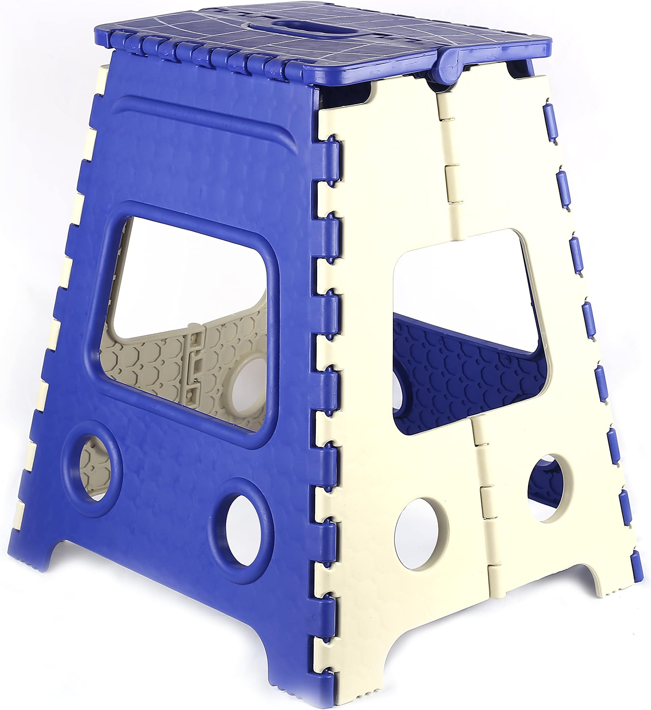 Kids Plastic Non-Slip Foldable Step Table Stool with Handle (Brown, 23 x 28 Cm)