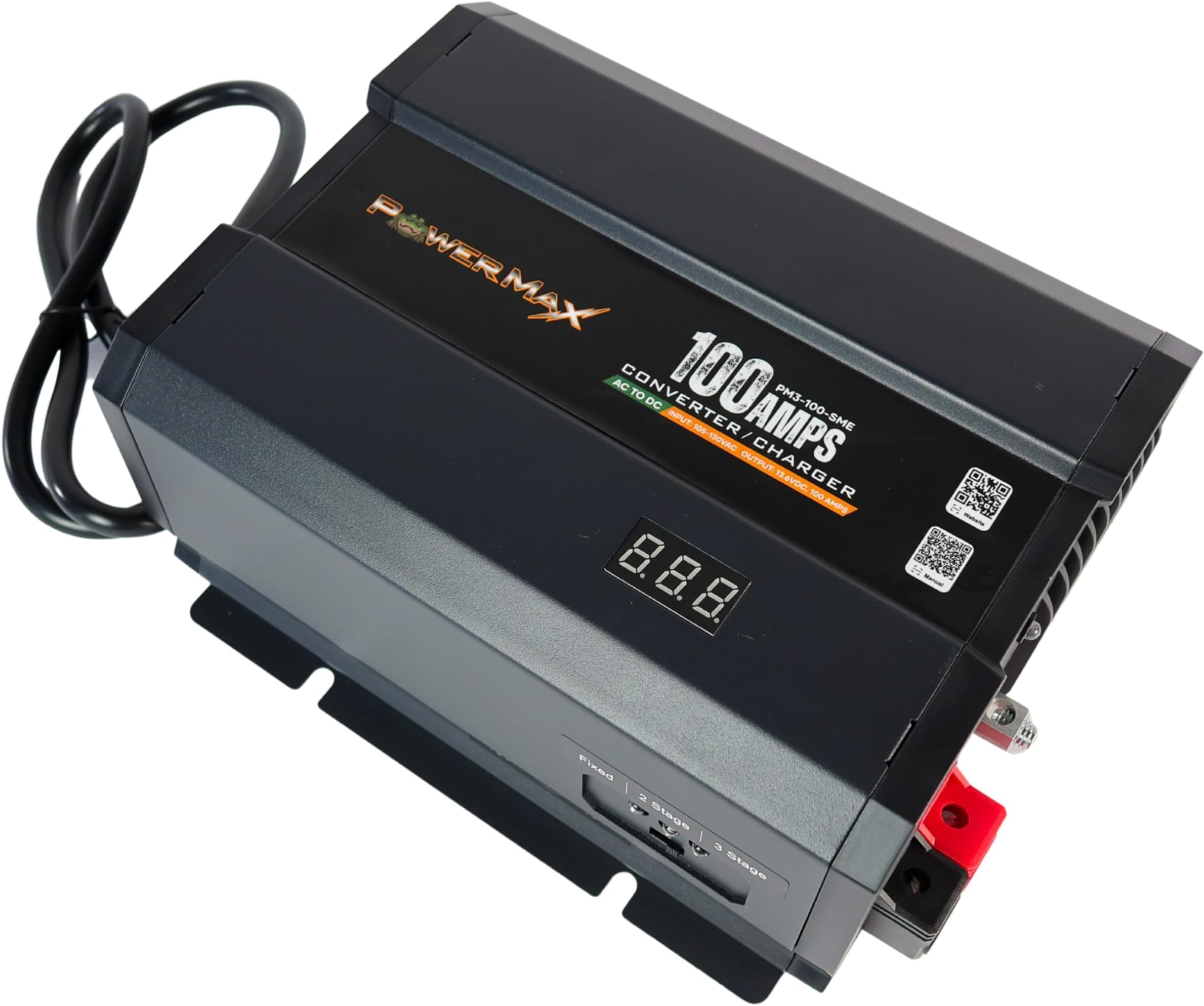PowerMax PM4 100A Power Converter 110V AC to 12V DC | 100 Amp with Built-in 4-Stage Smart Battery Charger | Reverse Polarity, Overload & Thermal Protection | Ideal for RV, Boat & Off-Grid Systems