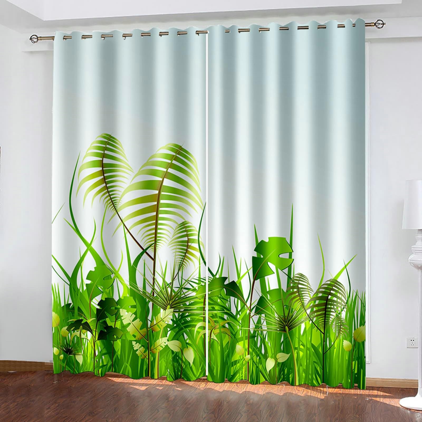Gualiy Vorhänge Grün Blickdicht, Vorhänge 86x214cm Frühlingsgrünpflanzenmuster Vorhang Schlafzimmer Verdunkelung