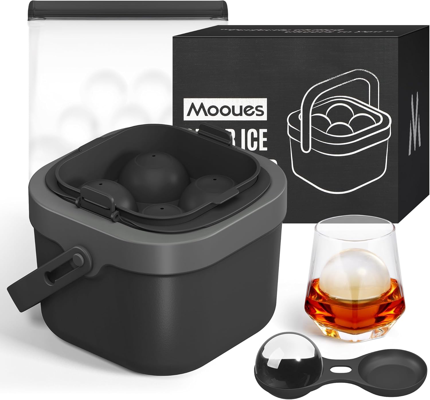 Clear Ice Ball Maker Mold, Whiskey Ice Cube Tray, 2.4 Inch Large Round Ice Molds for Cocktails Whisky Bourbon Liquor, Best Dad Ever Gifts for New Dad Husband Men who Have Everything