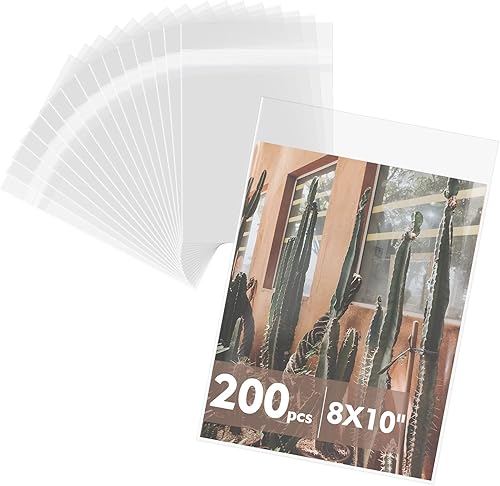 Mat Board Center, 8 x 10 pulgadas, paquete de 200 bolsas de almacenamiento transparentes para fotos de 8 x 10, impresiones artísticas, imágenes,