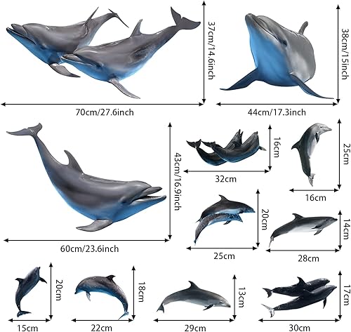 Miniatura 3 de Calcomanías de pared de delfín nariz de botella extraíbles 3D, calcomanías de pared de delfín para despegar y pegar, decoración de pared de delfines