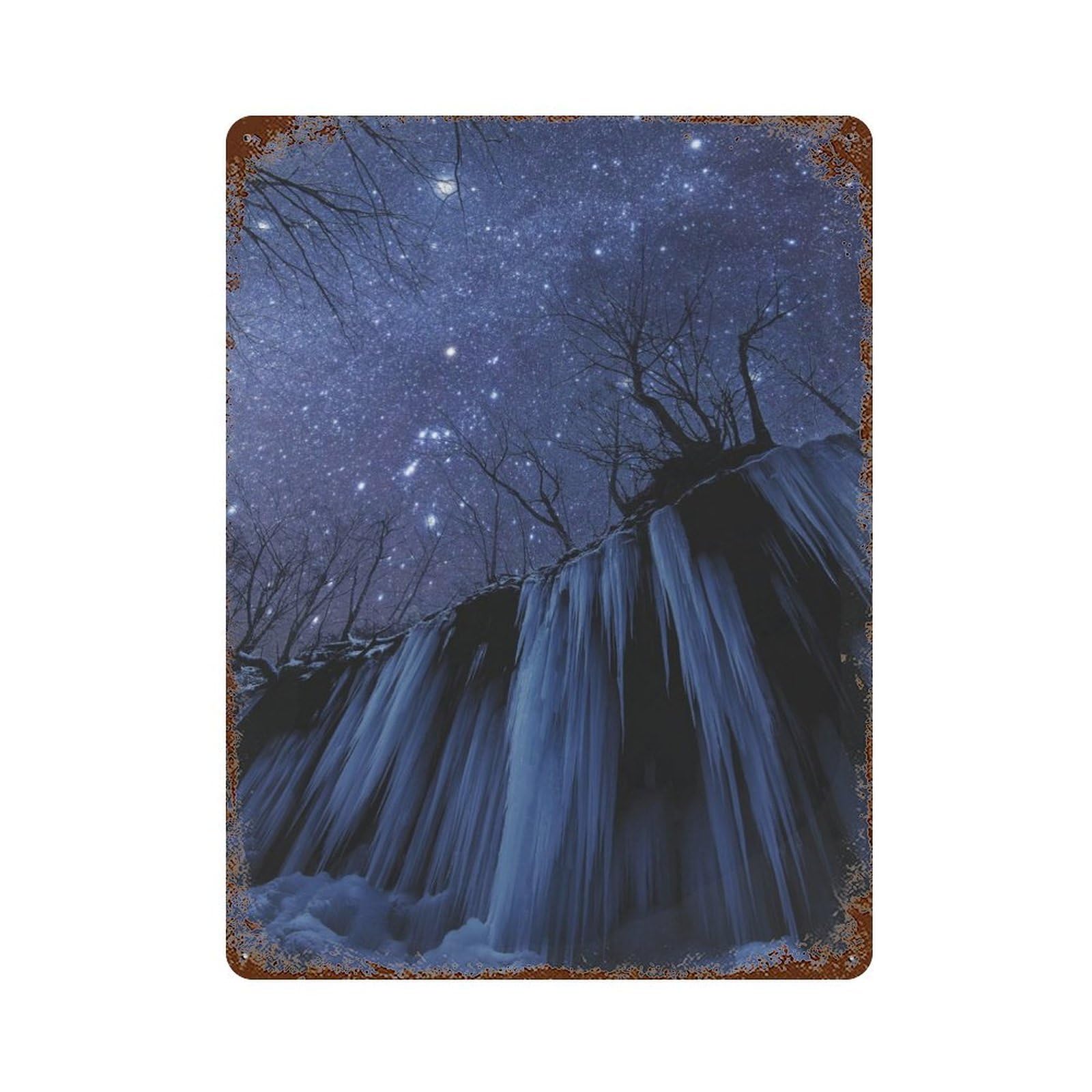 Vintage Rust Metal Sign Freezing Cold Night 15.7"x11.8", Novelty Wall Decor for Garage, Bar And Workshop Decor