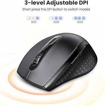 UGREEN 2.4GHz Wireless Mouse Ergonomic 1600 DPI USB Receiver Compatible with Windows Mac Linux Chromebook Laptop PC